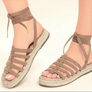 New SAM EDELMAN CIRCUS gladiator ARIEL espadrilles Sandals Size 10 Ankle wrap